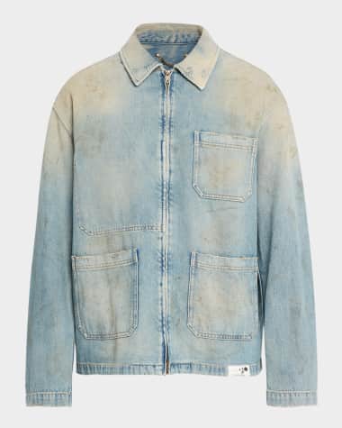 Golden Goose Men's Distressed-Effect Full-Zip Denim Jacket