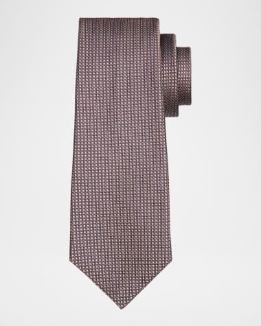 Kiton Men's Silk Geometric Jacquard Seven-Fold Tie