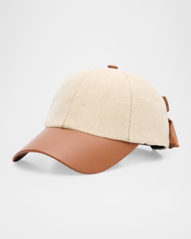 Lele Sadoughi Faux Leather Canvas Baseball Cap