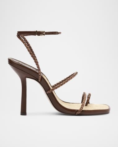 Schutz Kaya Braided Leather Stiletto Sandals