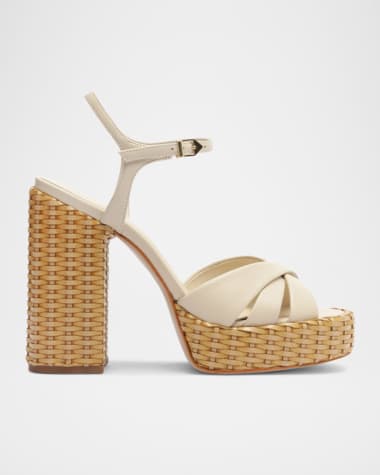 Schutz Keefa Woven-Heel Platform Sandals