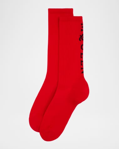 McQueen Men's Vertical Logo Cotton Stretch Sport Socks