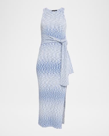 Toccin Penny Marled Knit Tie-Front Midi Dress