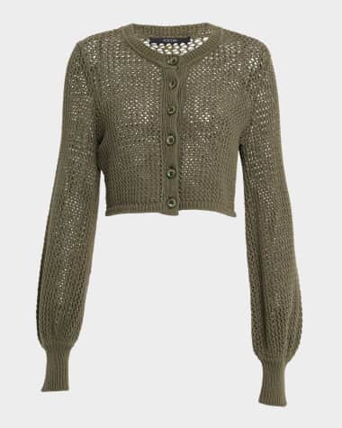 Toccin Tori Blouson-Sleeve Crochet Cardigan