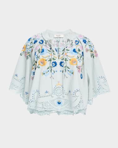Sea Celia Short-Sleeve Embroidered Top