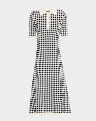 Sea Saige Short-Sleeve Knit Gingham Dress