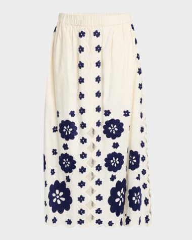 Sea Catrine Embroidered Midi Skirt