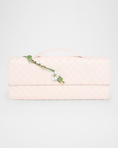 Bottega Veneta Andiamo Flower-Embellished Leather Clutch Bag