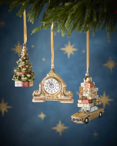 Komozja Car, Clock and Tree Christmas Ornaments, Set of 3