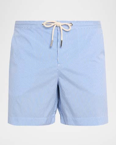 Orlebar Brown Men's Bulldog Mid-Length Seersucker Stripe Swim Shorts