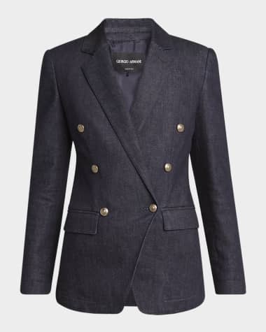 Giorgio Armani Cotton-Cashmere Denim Double-Breasted Blazer