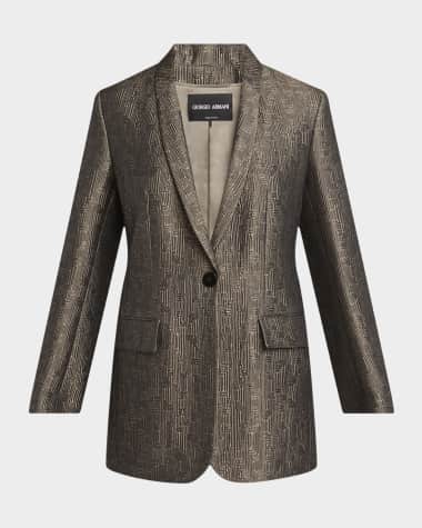 Giorgio Armani Geo Silk Jacquard Single-Breasted Blazer