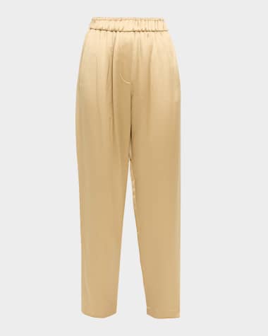 Giorgio Armani Relaxed-Leg Silk Pull-On Trousers