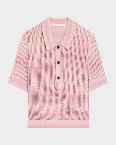 MARIA MCMANUS Cashmere Mesh Shrunken Polo Shirt