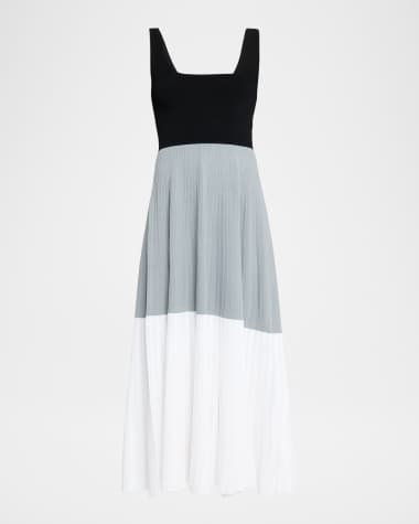 MARIA MCMANUS Color Block Square-Neck Midi Dress