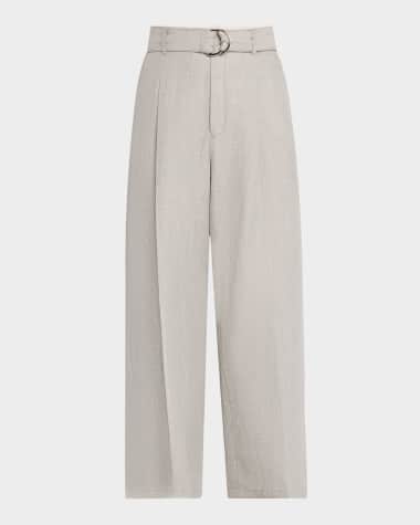 MARIA MCMANUS Chambray Belted Wide-Leg Cropped Pants