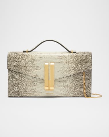 DeMellier Vancouver Lizard-Embossed Leather Clutch Bag