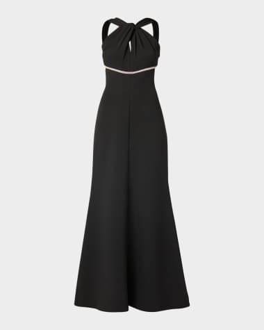 Shoshanna Baker Crystal-Embellished Halter Gown