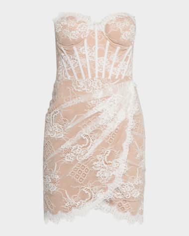Jovani Floral Eyelash Lace Corset Mini Dress