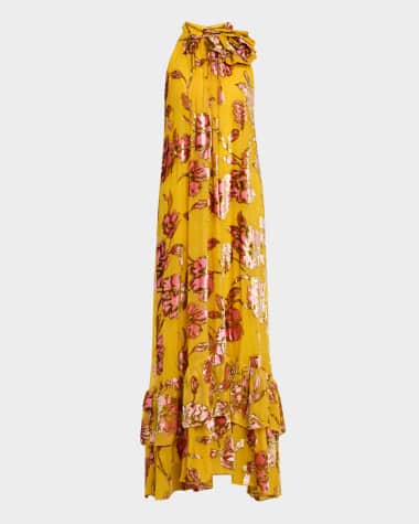 Jovani Fil Coupe Tiered Halter Maxi Dress