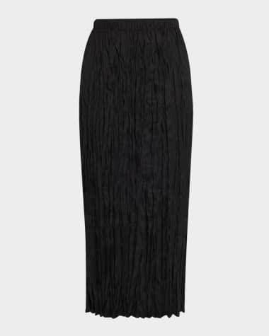 Lafayette 148 New York Crinkled Straight Midi Skirt