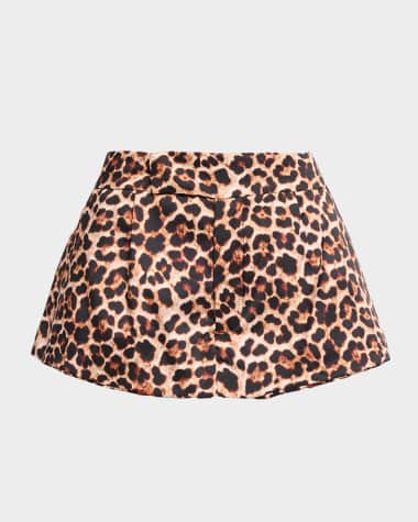 Marques'Almeida Leopard-Print Satin Mini Skort