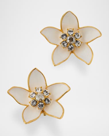 Oscar de la Renta Jasmin Enamel Stud Earrings