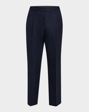 Brunello Cucinelli Men's Side-Tab Pleated Trousers