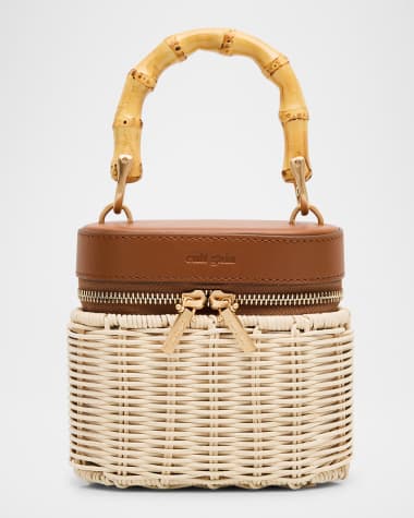Cult Gaia Gwyneth Raffia & Leather Crossbody Bag