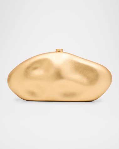 Cult Gaia The Caldera Metallic Leather Clutch Bag
