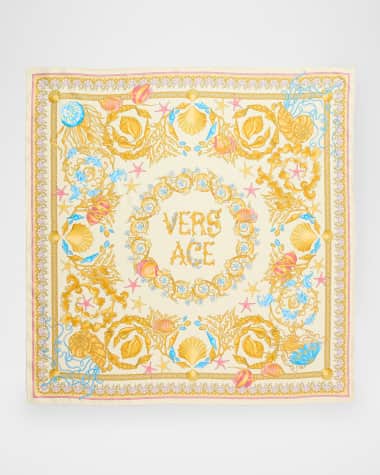 Versace Underwater Barocco Print Silk Twill Scarf