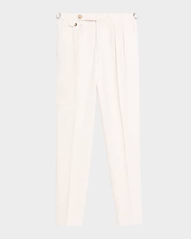 Brunello Cucinelli Men's Waistband Tab Double-Pleated Pants