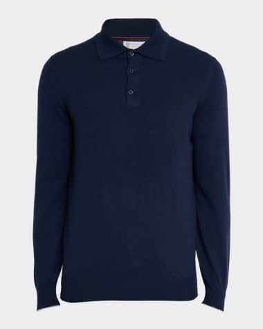 Brunello Cucinelli Men's Premium Cashmere Polo Sweater