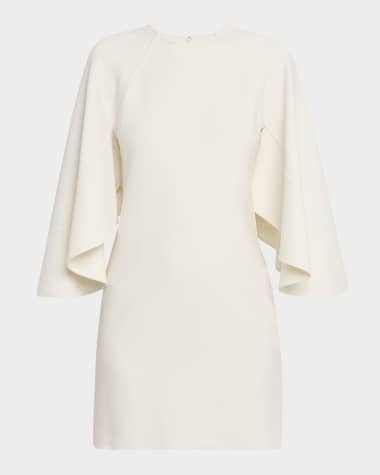 Michael Kors Collection Cape-Sleeve Stretch Wool Barathea Mini Dress
