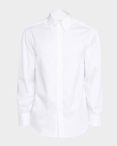 Brunello Cucinelli Men's Piece Dyed Cotton Twill Shirt