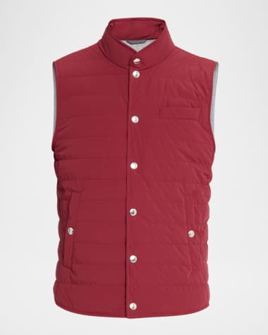 Brunello Cucinelli Men's Quilted Nylon Snap-Front Vest