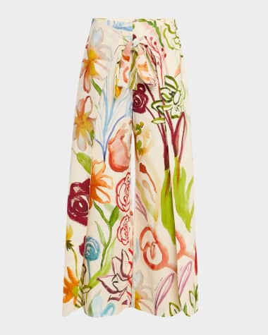Mestiza New York Chloe Floral-Print Cotton Wrap Pants