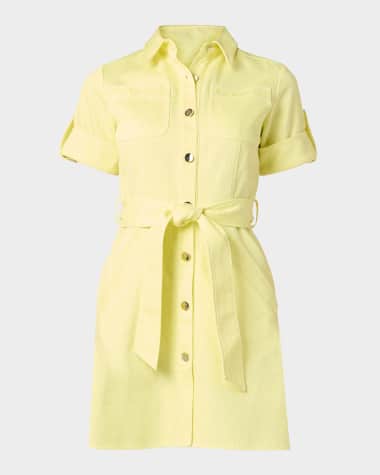 Shoshanna Corie Tie-Waist Cotton Mini Dress