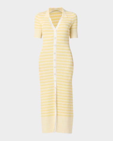 Shoshanna Sawyer Striped Rib-Knit Midi Dress