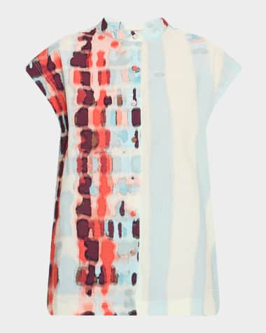 Silvia Tcherassi Adele Short-Sleeve Textured Blouse