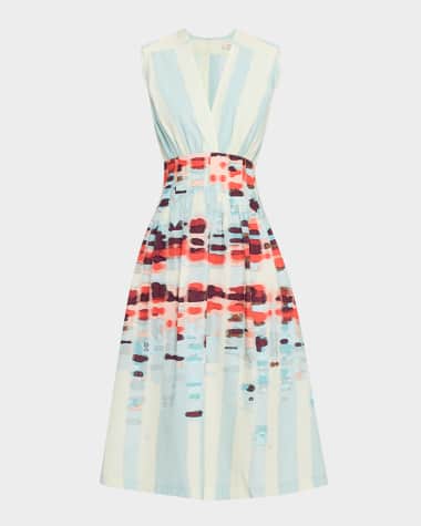 Silvia Tcherassi Jocelyn Sleeveless Cotton-Stretch A-Line Midi Dress