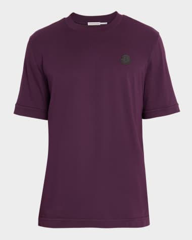 Moncler Men's Leather Logo Crewneck T-Shirt