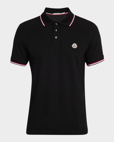 Moncler Men's Short Sleeve Polo with Contrast Sleeves