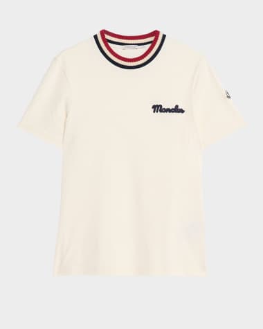 Moncler Men's Jersey Stripe-Ribbed Crewneck T-Shirt