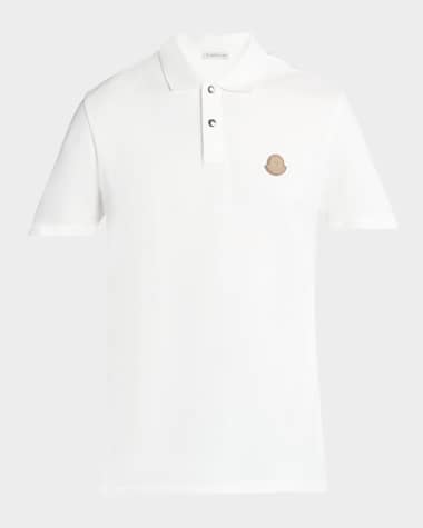 Moncler Men's Leather-Emblem Polo Shirt