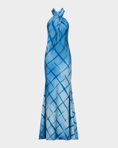 Halston Corinne Backless Satin Mermaid Gown