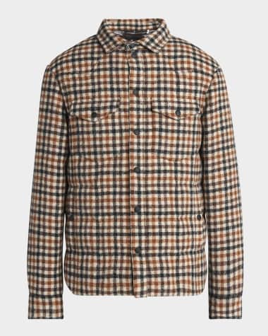 Moncler Grenoble Men's Check Wool Padded Shirt Jacket