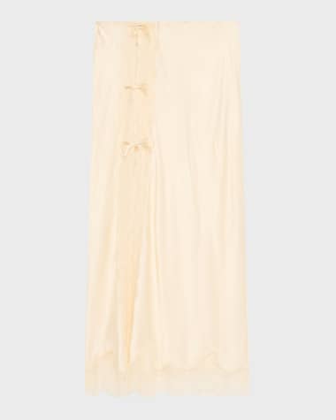 LoveShackFancy Calder Silk-Blend Maxi Slip Skirt