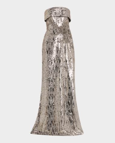 Elie Saab Sequined Strapless Trumpet Gown