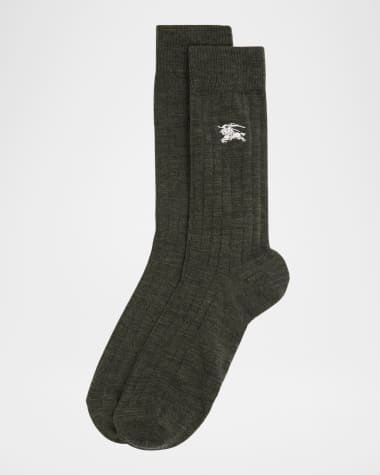 Burberry Men's Embroidered EKD Rib Crew Socks